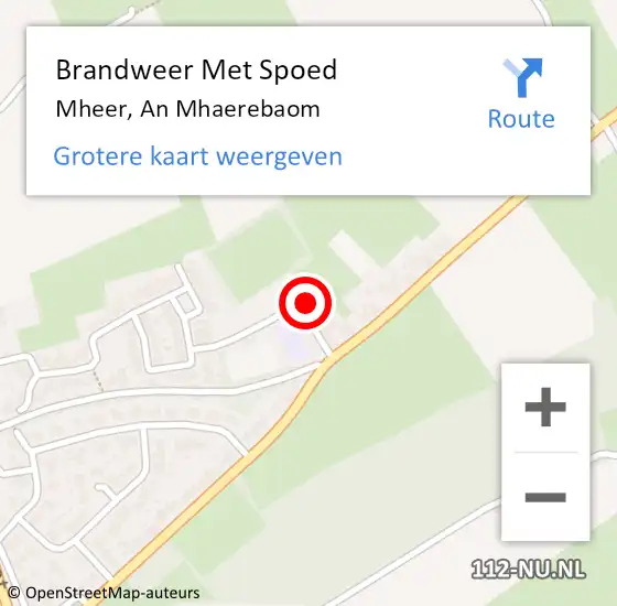 Locatie op kaart van de 112 melding: Brandweer Met Spoed Naar Mheer, An Mhaerebaom op 12 februari 2022 12:13