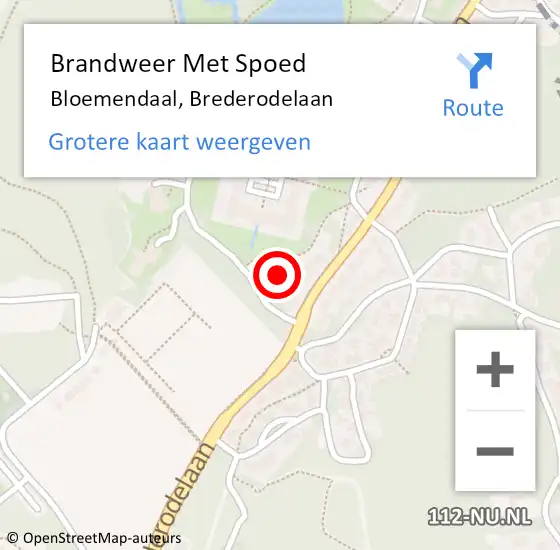 Locatie op kaart van de 112 melding: Brandweer Met Spoed Naar Bloemendaal, Brederodelaan op 12 februari 2022 12:26