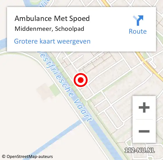 Locatie op kaart van de 112 melding: Ambulance Met Spoed Naar Middenmeer, Schoolpad op 12 februari 2022 12:31