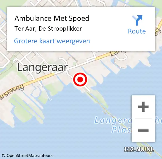 Locatie op kaart van de 112 melding: Ambulance Met Spoed Naar Ter Aar, De Strooplikker op 12 februari 2022 12:36