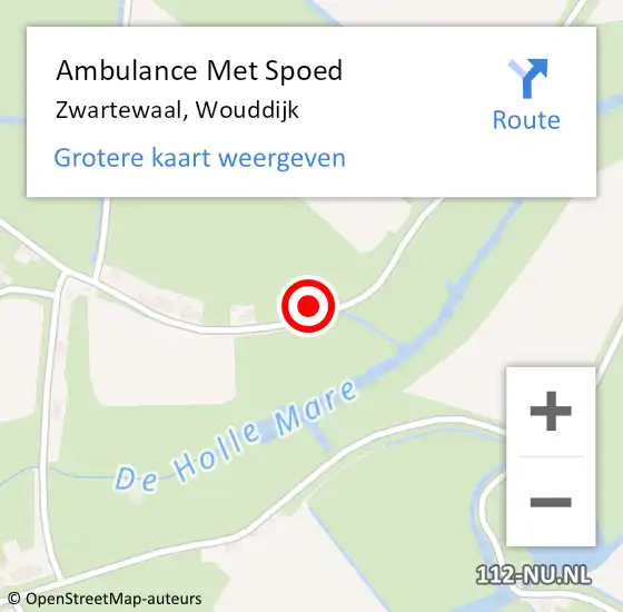 Locatie op kaart van de 112 melding: Ambulance Met Spoed Naar Zwartewaal, Wouddijk op 12 februari 2022 12:37