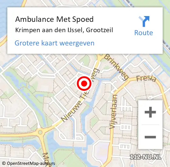 Locatie op kaart van de 112 melding: Ambulance Met Spoed Naar Krimpen aan den IJssel, Grootzeil op 12 februari 2022 12:53