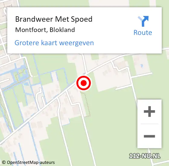 Locatie op kaart van de 112 melding: Brandweer Met Spoed Naar Montfoort, Blokland op 12 februari 2022 13:00