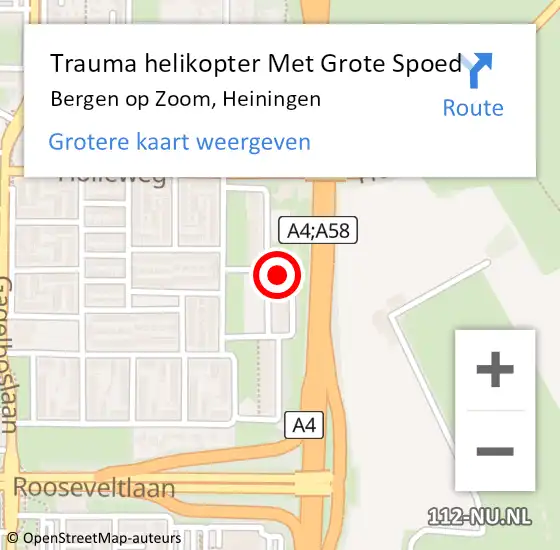 Locatie op kaart van de 112 melding: Trauma helikopter Met Grote Spoed Naar Bergen op Zoom, Heiningen op 12 februari 2022 13:07