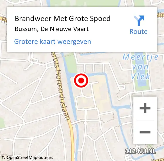 Locatie op kaart van de 112 melding: Brandweer Met Grote Spoed Naar Bussum, De Nieuwe Vaart op 12 februari 2022 13:19