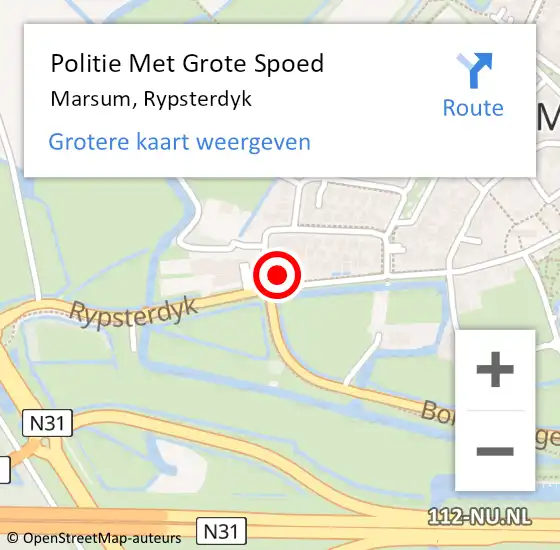 Locatie op kaart van de 112 melding: Politie Met Grote Spoed Naar Marsum, Rypsterdyk op 12 februari 2022 14:03