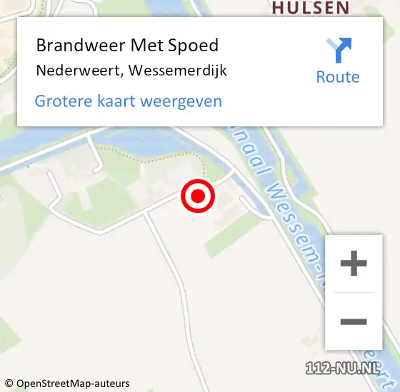 Locatie op kaart van de 112 melding: Brandweer Met Spoed Naar Nederweert, Wessemerdijk op 12 februari 2022 14:17