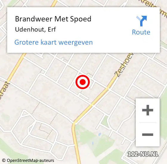 Locatie op kaart van de 112 melding: Brandweer Met Spoed Naar Udenhout, Erf op 12 februari 2022 14:18