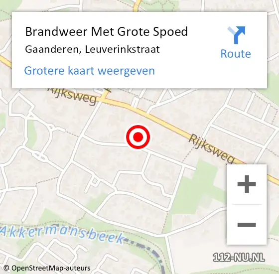 Locatie op kaart van de 112 melding: Brandweer Met Grote Spoed Naar Gaanderen, Leuverinkstraat op 12 februari 2022 14:18