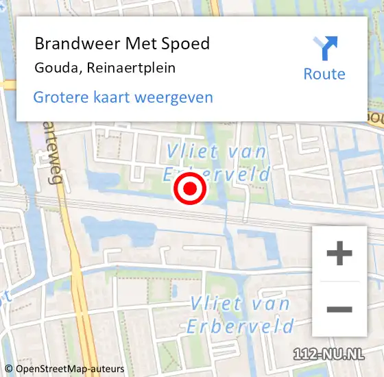 Locatie op kaart van de 112 melding: Brandweer Met Spoed Naar Gouda, Reinaertplein op 12 februari 2022 14:39