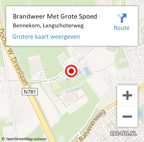 Locatie op kaart van de 112 melding: Brandweer Met Grote Spoed Naar Bennekom, Langschoterweg op 12 februari 2022 14:44