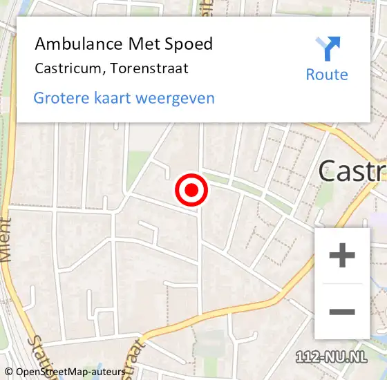 Locatie op kaart van de 112 melding: Ambulance Met Spoed Naar Castricum, Torenstraat op 12 februari 2022 14:45