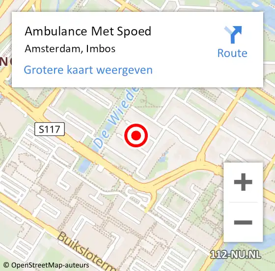 Locatie op kaart van de 112 melding: Ambulance Met Spoed Naar Amsterdam, Imbos op 12 februari 2022 14:58