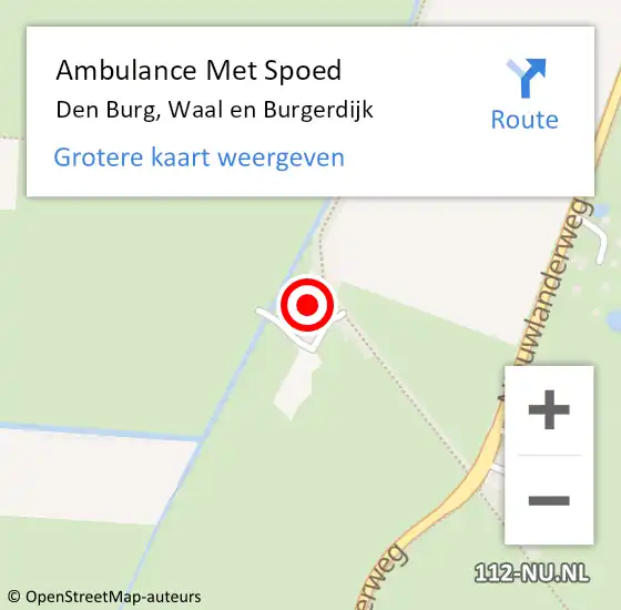 Locatie op kaart van de 112 melding: Ambulance Met Spoed Naar Den Burg, Waal en Burgerdijk op 12 februari 2022 15:03