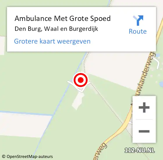 Locatie op kaart van de 112 melding: Ambulance Met Grote Spoed Naar Den Burg, Waal en Burgerdijk op 12 februari 2022 15:13