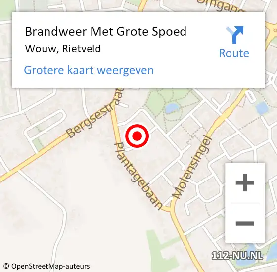 Locatie op kaart van de 112 melding: Brandweer Met Grote Spoed Naar Wouw, Rietveld op 12 februari 2022 15:57