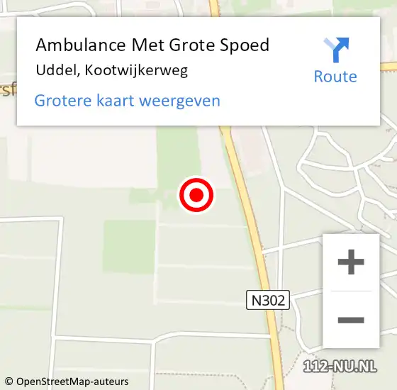 Locatie op kaart van de 112 melding: Ambulance Met Grote Spoed Naar Uddel, Kootwijkerweg op 12 februari 2022 15:59