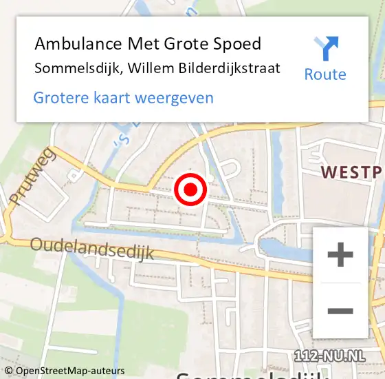 Locatie op kaart van de 112 melding: Ambulance Met Grote Spoed Naar Sommelsdijk, Willem Bilderdijkstraat op 12 februari 2022 16:10