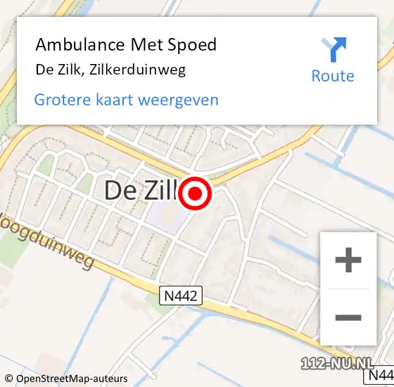 Locatie op kaart van de 112 melding: Ambulance Met Spoed Naar De Zilk, Zilkerduinweg op 12 februari 2022 16:15