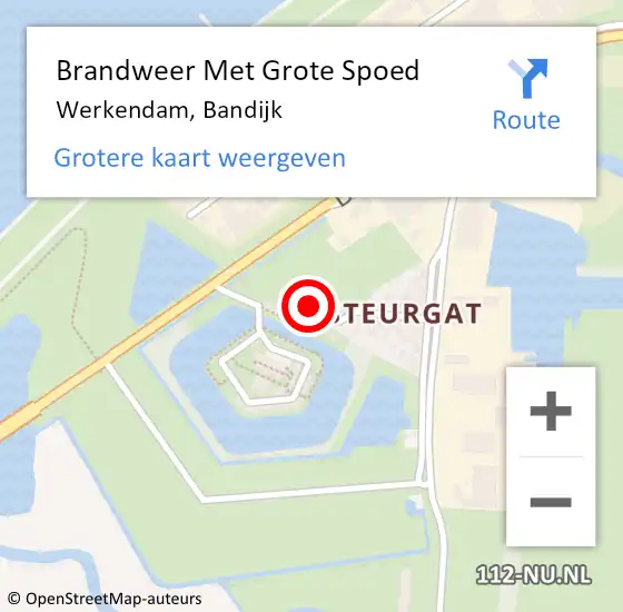 Locatie op kaart van de 112 melding: Brandweer Met Grote Spoed Naar Werkendam, Bandijk op 12 februari 2022 16:20