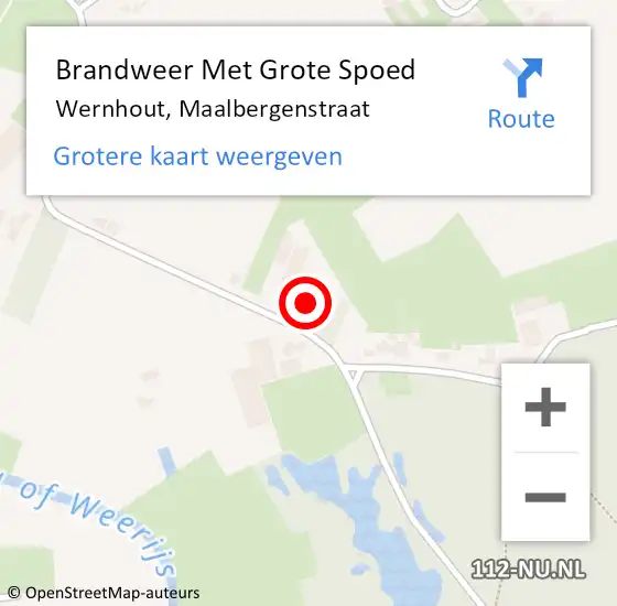 Locatie op kaart van de 112 melding: Brandweer Met Grote Spoed Naar Wernhout, Maalbergenstraat op 7 oktober 2013 16:03