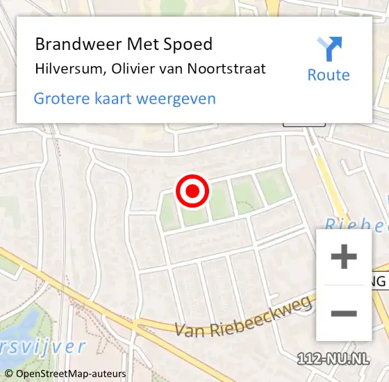 Locatie op kaart van de 112 melding: Brandweer Met Spoed Naar Hilversum, Olivier van Noortstraat op 12 februari 2022 16:25