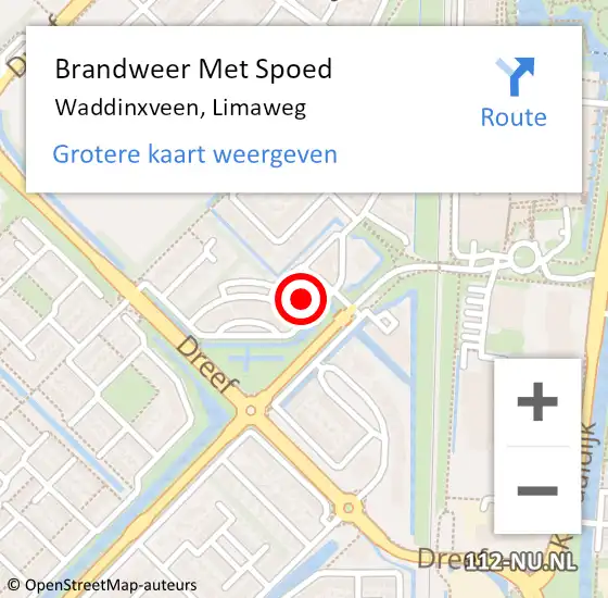 Locatie op kaart van de 112 melding: Brandweer Met Spoed Naar Waddinxveen, Limaweg op 12 februari 2022 16:36