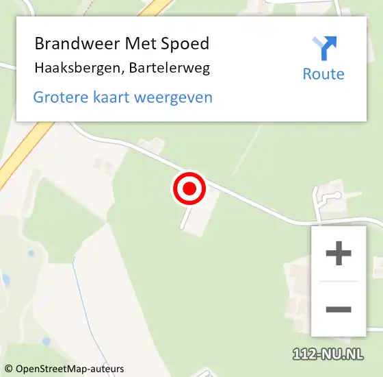 Locatie op kaart van de 112 melding: Brandweer Met Spoed Naar Haaksbergen, Bartelerweg op 12 februari 2022 16:37