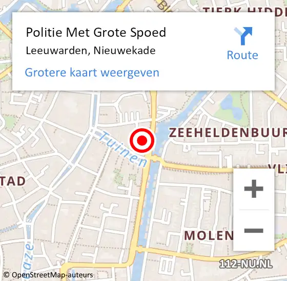 Locatie op kaart van de 112 melding: Politie Met Grote Spoed Naar Leeuwarden, Nieuwekade op 12 februari 2022 16:39