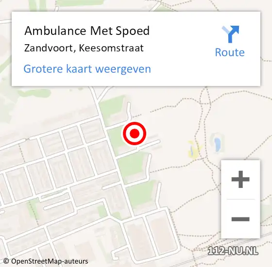 Locatie op kaart van de 112 melding: Ambulance Met Spoed Naar Zandvoort, Keesomstraat op 12 februari 2022 16:41