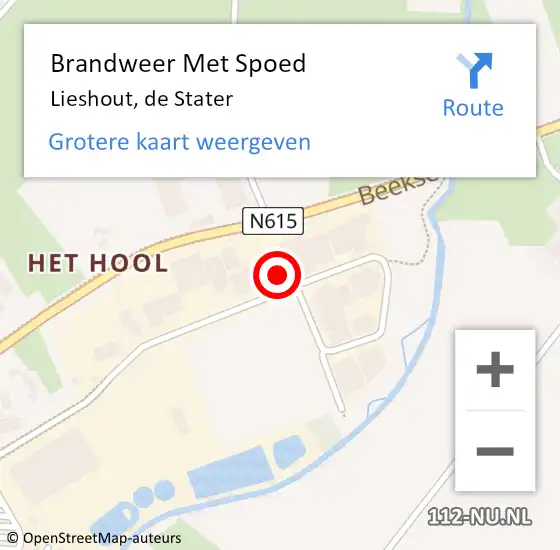 Locatie op kaart van de 112 melding: Brandweer Met Spoed Naar Lieshout, de Stater op 12 februari 2022 16:48