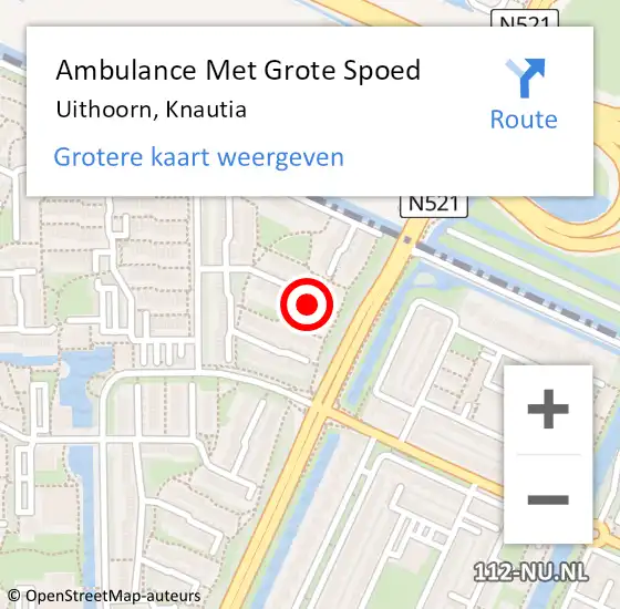 Locatie op kaart van de 112 melding: Ambulance Met Grote Spoed Naar Uithoorn, Knautia op 12 februari 2022 16:49