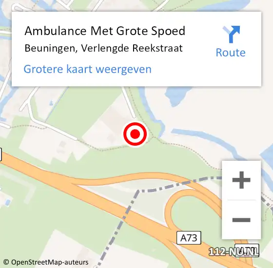 Locatie op kaart van de 112 melding: Ambulance Met Grote Spoed Naar Beuningen, Verlengde Reekstraat op 12 februari 2022 16:56