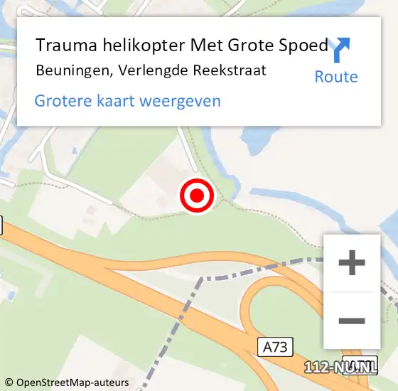 Locatie op kaart van de 112 melding: Trauma helikopter Met Grote Spoed Naar Beuningen, Verlengde Reekstraat op 12 februari 2022 16:57