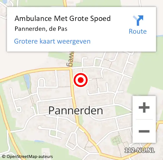 Locatie op kaart van de 112 melding: Ambulance Met Grote Spoed Naar Pannerden, de Pas op 12 februari 2022 17:00