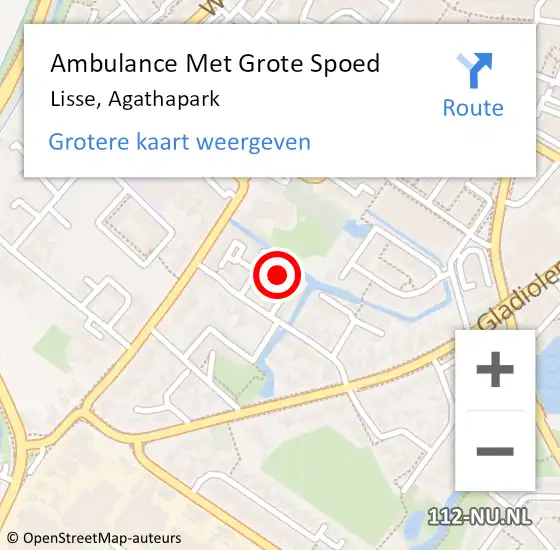Locatie op kaart van de 112 melding: Ambulance Met Grote Spoed Naar Lisse, Agathapark op 12 februari 2022 17:17