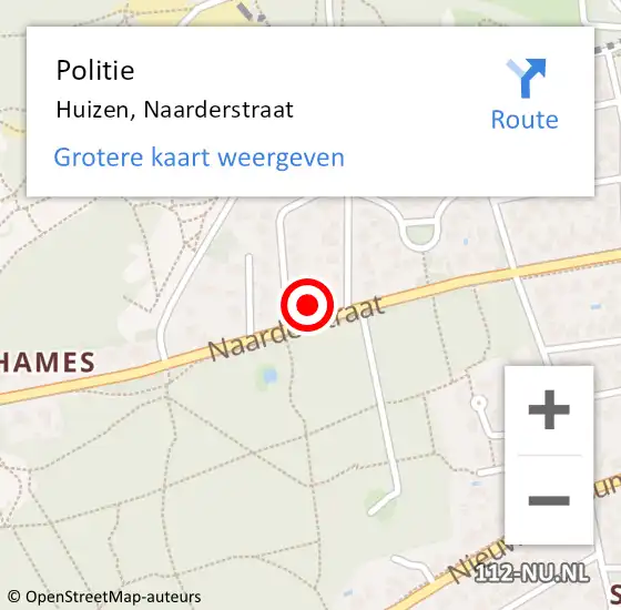 Locatie op kaart van de 112 melding: Politie Huizen, Naarderstraat op 12 februari 2022 17:38