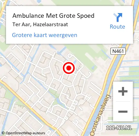 Locatie op kaart van de 112 melding: Ambulance Met Grote Spoed Naar Ter Aar, Hazelaarstraat op 12 februari 2022 17:38