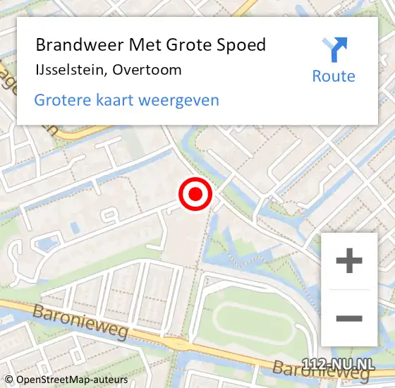 Locatie op kaart van de 112 melding: Brandweer Met Grote Spoed Naar IJsselstein, Overtoom op 12 februari 2022 17:59