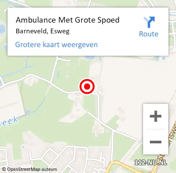 Locatie op kaart van de 112 melding: Ambulance Met Grote Spoed Naar Barneveld, Esweg op 12 februari 2022 18:04