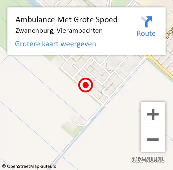 Locatie op kaart van de 112 melding: Ambulance Met Grote Spoed Naar Zwanenburg, Vierambachten op 12 februari 2022 18:17