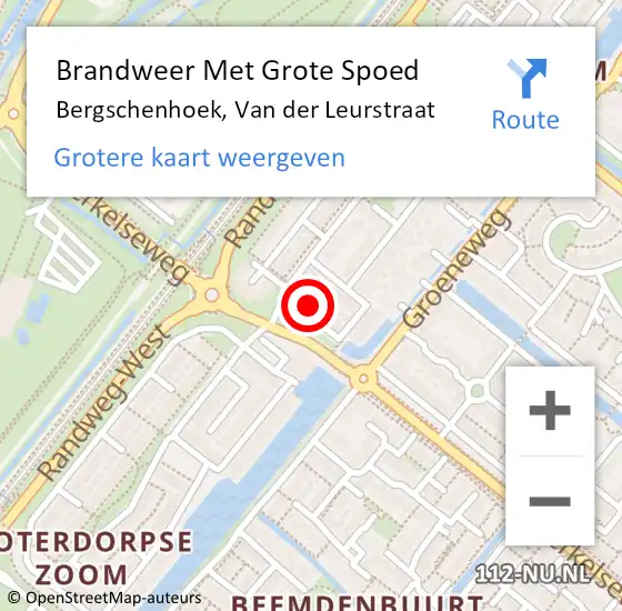 Locatie op kaart van de 112 melding: Brandweer Met Grote Spoed Naar Bergschenhoek, Van der Leurstraat op 12 februari 2022 18:27