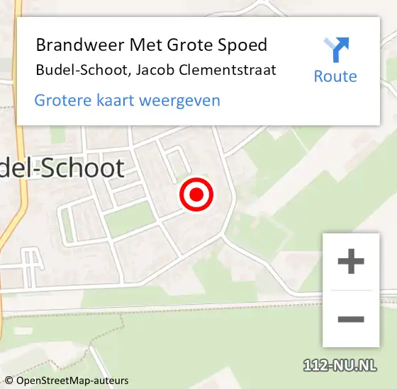 Locatie op kaart van de 112 melding: Brandweer Met Grote Spoed Naar Budel-Schoot, Jacob Clementstraat op 12 februari 2022 18:46