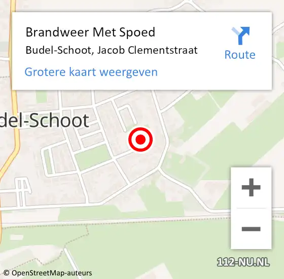 Locatie op kaart van de 112 melding: Brandweer Met Spoed Naar Budel-Schoot, Jacob Clementstraat op 12 februari 2022 18:49