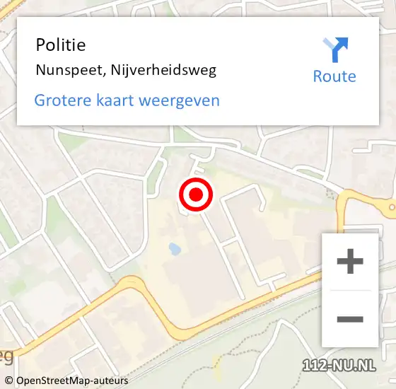 Locatie op kaart van de 112 melding: Politie Nunspeet, Nijverheidsweg op 12 februari 2022 18:52