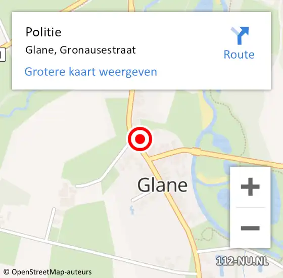 Locatie op kaart van de 112 melding: Politie Glane, Gronausestraat op 12 februari 2022 19:02