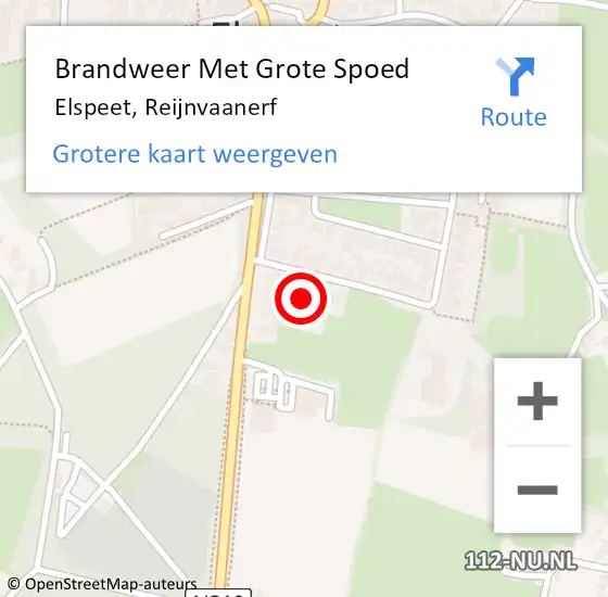 Locatie op kaart van de 112 melding: Brandweer Met Grote Spoed Naar Elspeet, Reijnvaanerf op 12 februari 2022 19:06