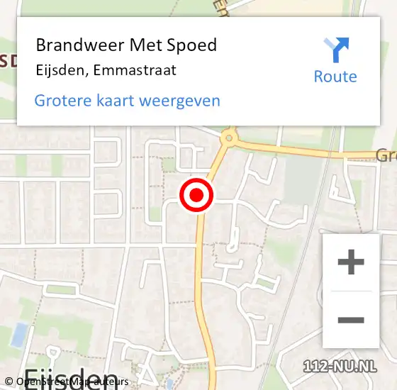 Locatie op kaart van de 112 melding: Brandweer Met Spoed Naar Eijsden, Emmastraat op 12 februari 2022 19:18