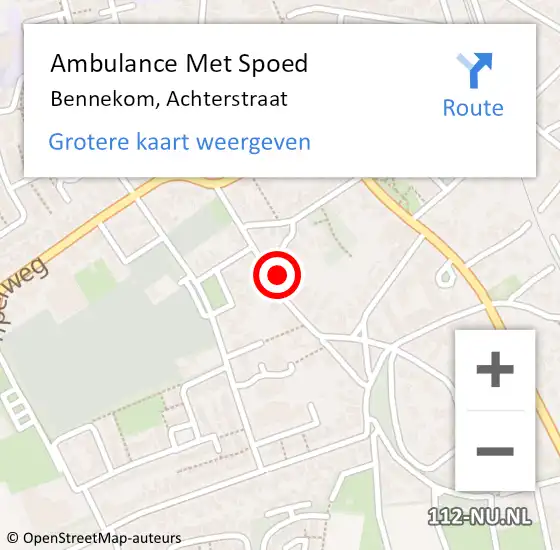Locatie op kaart van de 112 melding: Ambulance Met Spoed Naar Bennekom, Achterstraat op 12 februari 2022 19:23