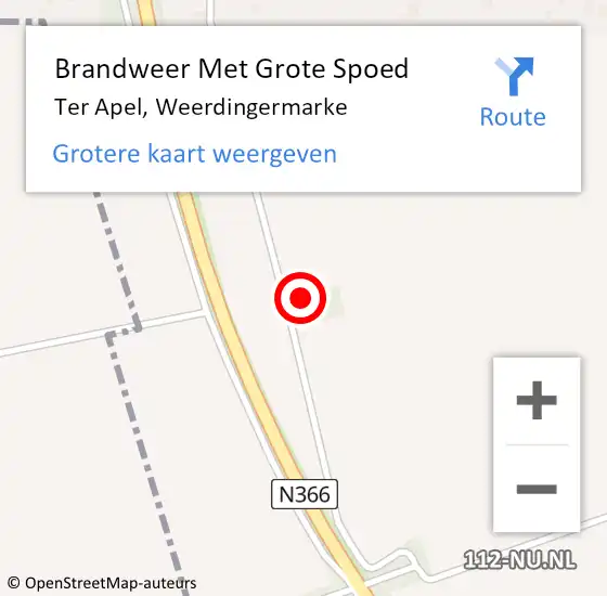 Locatie op kaart van de 112 melding: Brandweer Met Grote Spoed Naar Ter Apel, Weerdingermarke op 12 februari 2022 19:24